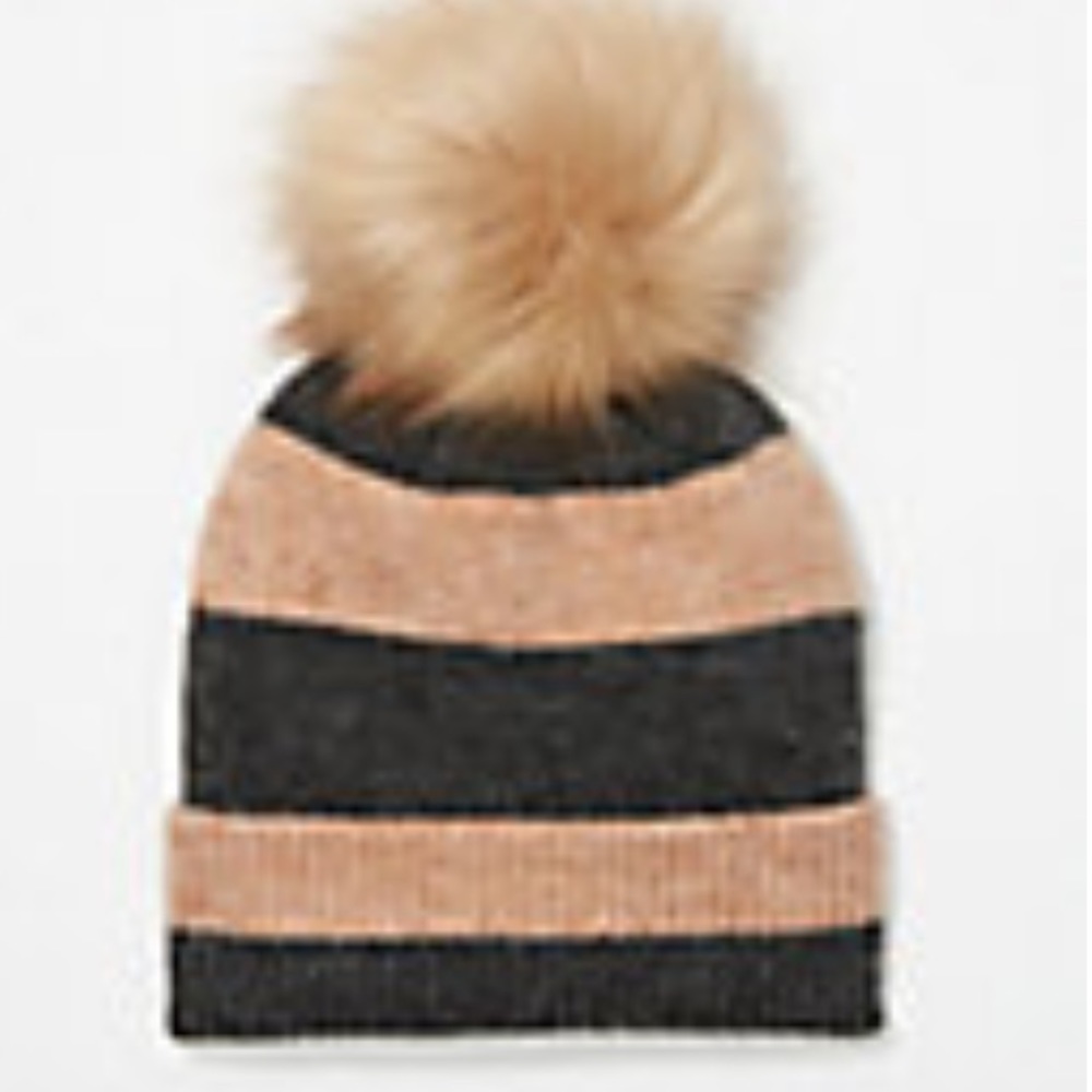 LOFT Striped Pompom Hat